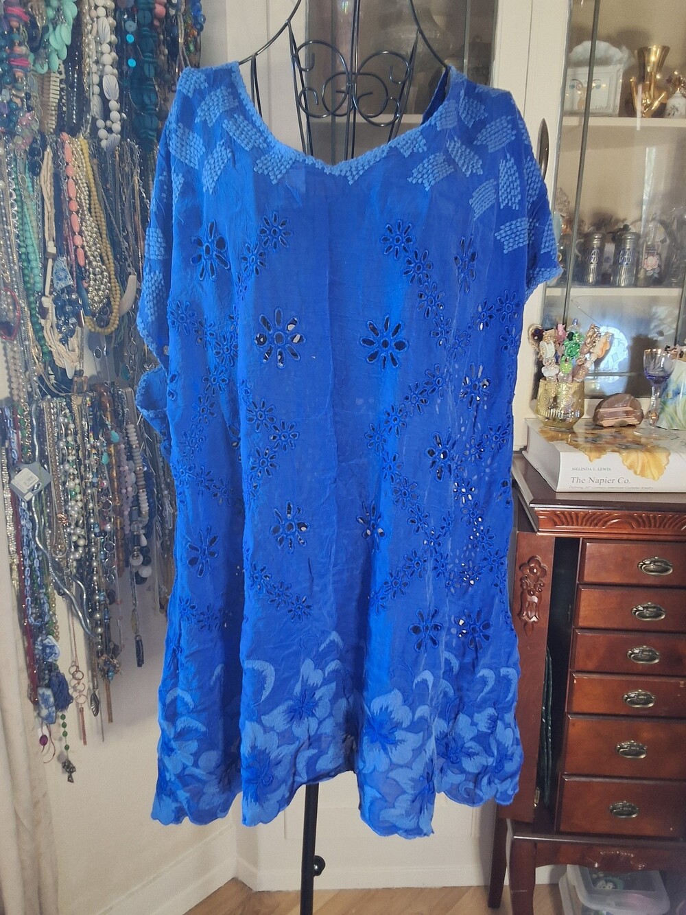 Johnny Was Pre-Loved Blue Eyelet Tunic 2X